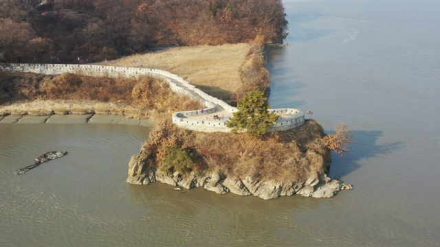 仁川江和道岛的永都通台(建于朝鲜王朝)鸟瞰图视频素材