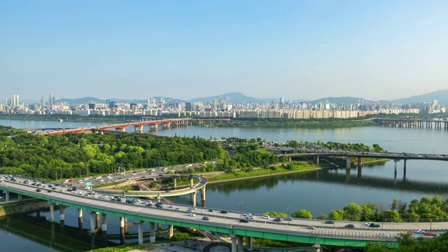 韩国首尔城市天际线的时光流逝视频素材