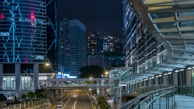 4K时间推移:香港夜景的时间推移。城市和建筑，4K城市景观，风景和建立者，平移风格视频素材