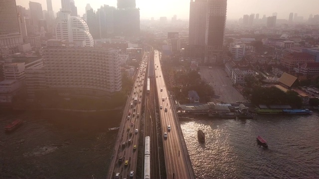 清晨曼谷市景鸟瞰图视频素材