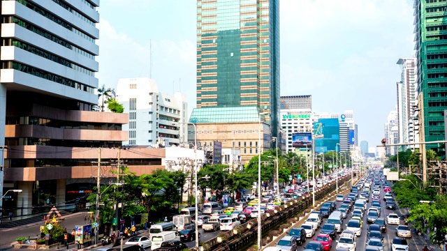 时间流逝泰国曼谷市内道路上的交通状况。视频素材