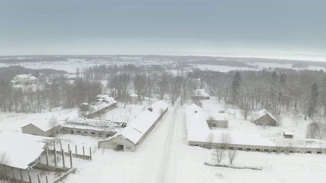 在冬季下大雪的鸟瞰图视频素材