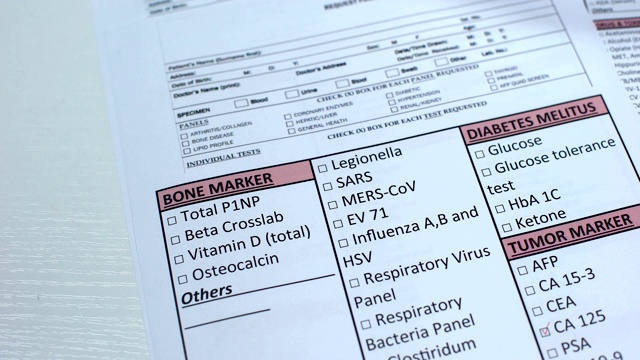 MERS-CoV，医生在实验室空白中检查疾病，试管中显示血液样本视频素材