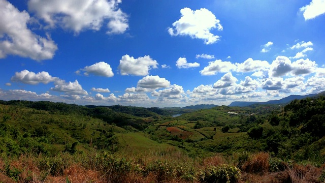 时光流逝，美丽的风景，青山绿水，蓝天白云视频素材