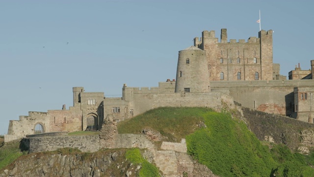 来自海滩的班堡城堡，诺森伯兰，英格兰，英国，欧洲视频素材