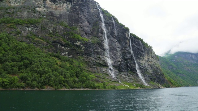 七姐妹瀑布，Geiranger峡湾，挪威视频素材