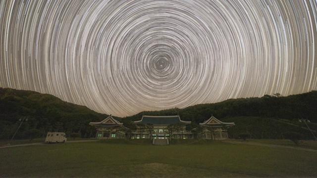 平川郡清和台(韩国总统官邸)拍摄现场的夜空繁星点点视频素材