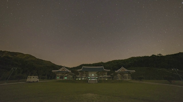 平川郡清和台(韩国总统官邸)拍摄现场的夜空繁星点点视频素材