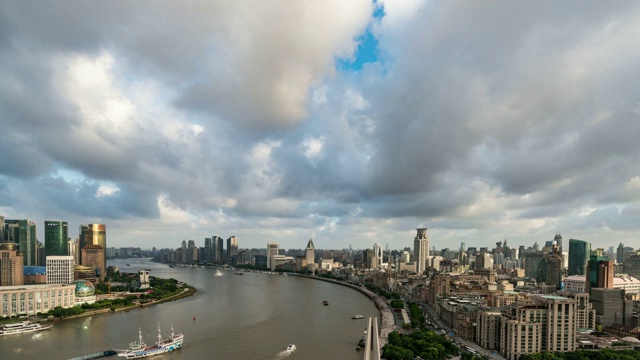 时间流逝/鸟瞰图上海市中心视频素材