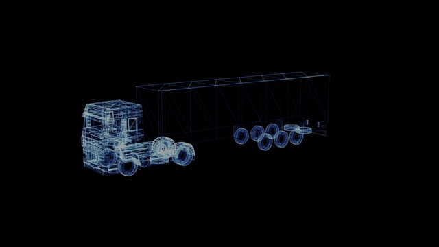 现代TIR卡车的粒子全息图视频素材