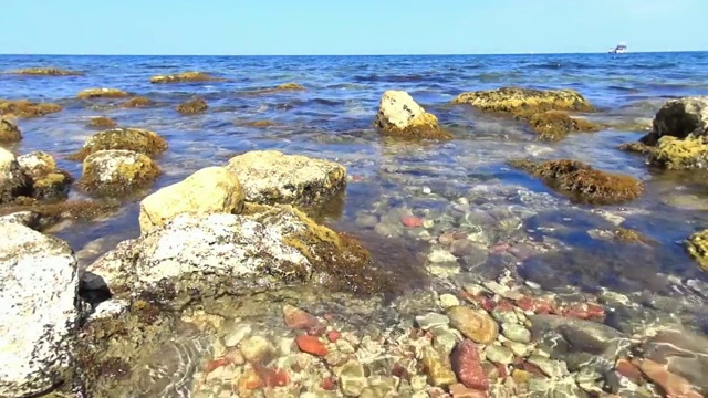 大海或海岸下的蓝天。非常干净的水视频素材