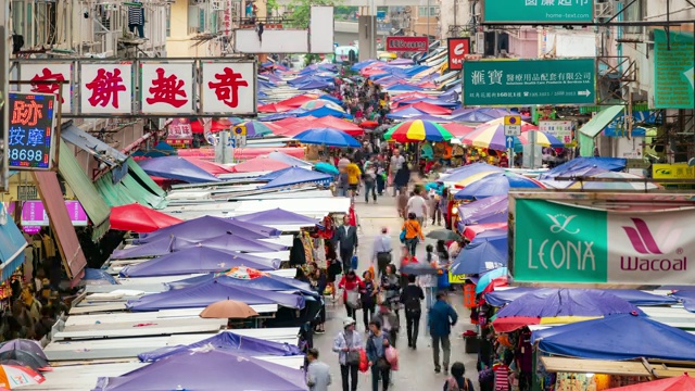 香港九龙弥敦道旺角花苑跳蚤市场视频素材