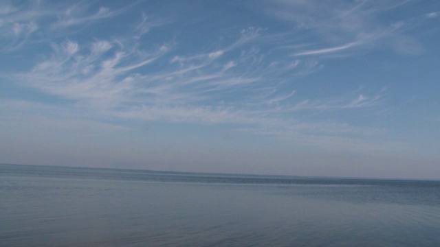 河或湖景观与多云的天空。夏天平静的水面上的波纹视频下载