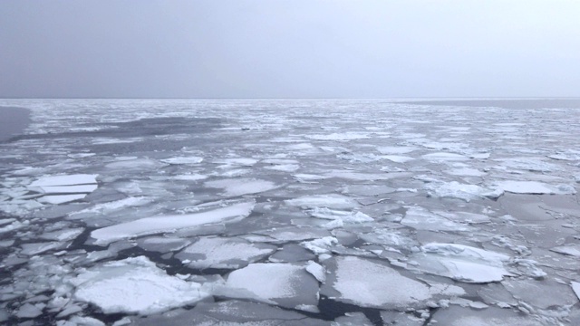 漂流冰和鄂霍次克海，北海道。视频素材