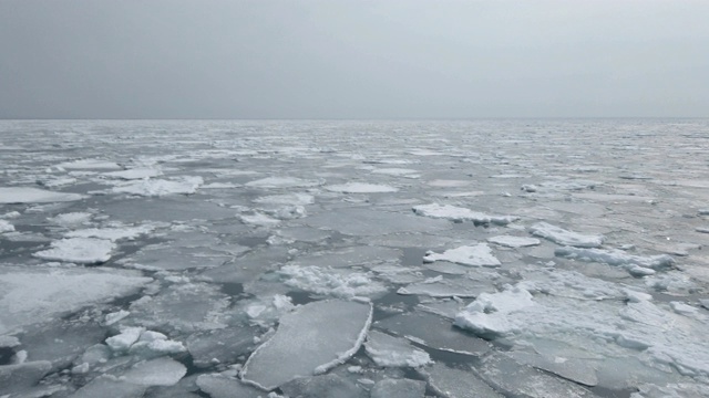 漂流冰和鄂霍次克海，北海道。视频素材