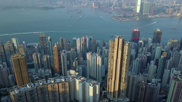 香港市区夜景山顶，维多利亚港夜景，香港。视频素材