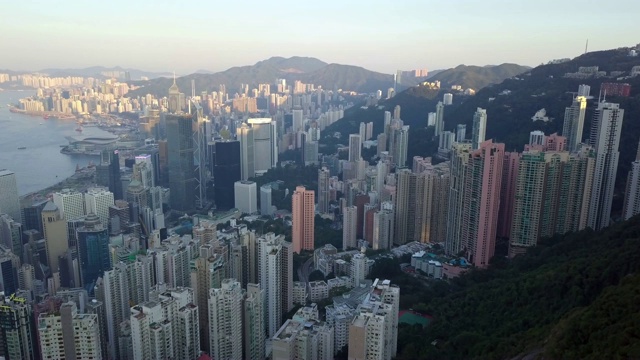 香港市区夜景山顶，维多利亚港夜景，香港。视频素材