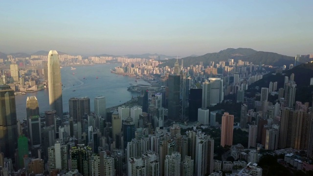 香港市区夜景山顶，维多利亚港夜景，香港。视频素材