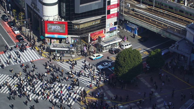 日本东京涩谷十字路口鸟瞰图视频素材