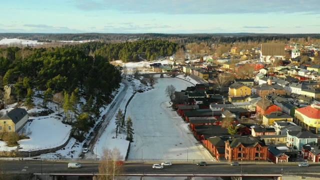 Porvoo,芬兰。村庄鸟瞰图视频素材