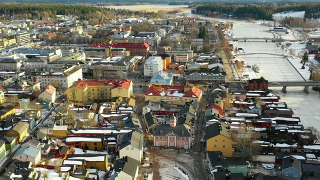 Porvoo,芬兰。村庄鸟瞰图视频素材