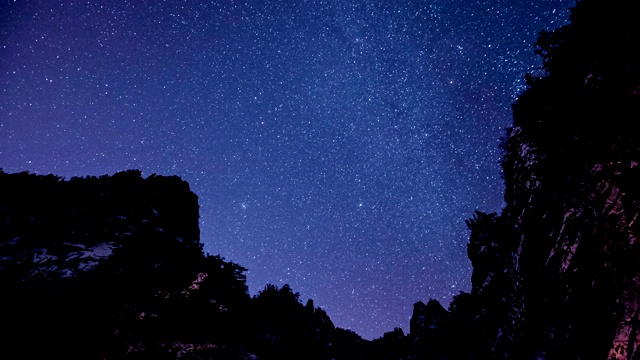 日三山(国家公园)星空下的川布洞谷夜景视频素材