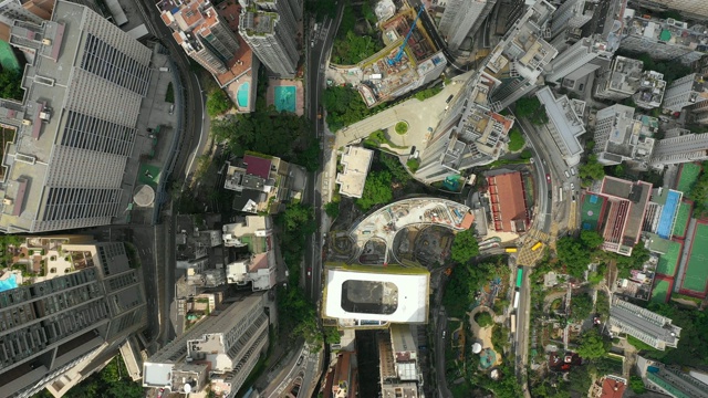 白天香港市区交通街道高空俯视图4k视频素材