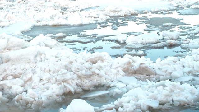 河上浮冰。移动的大浮冰靠近了。视频素材