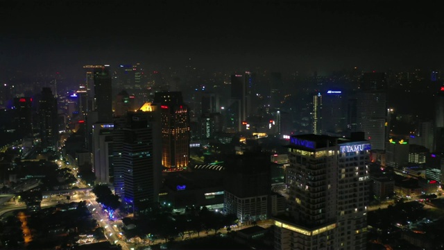 夜间照明吉隆坡市区景观空中全景4k马来西亚视频素材