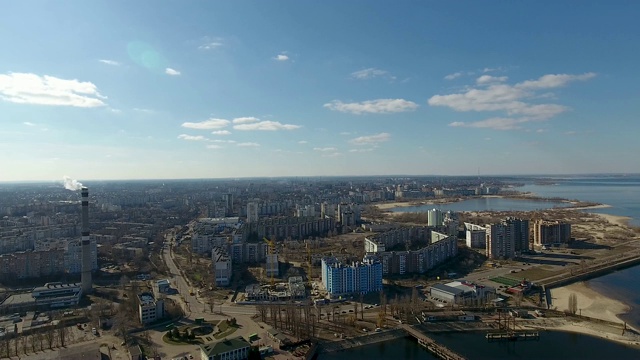 河港和货港鸟瞰。Cherkassy城市,乌克兰。全景视频素材