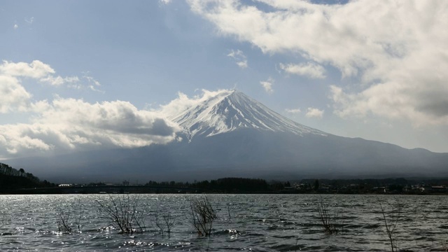 川口湖的富士山景观视频素材