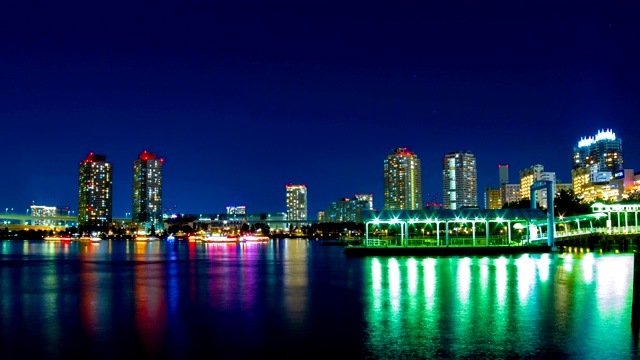 东京台场彩虹桥附近的夜景视频素材