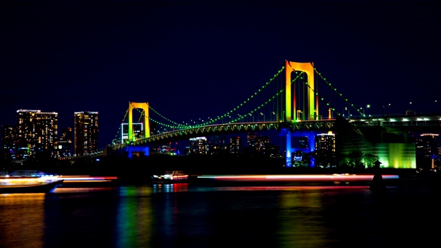 东京台场彩虹桥附近的夜景视频素材