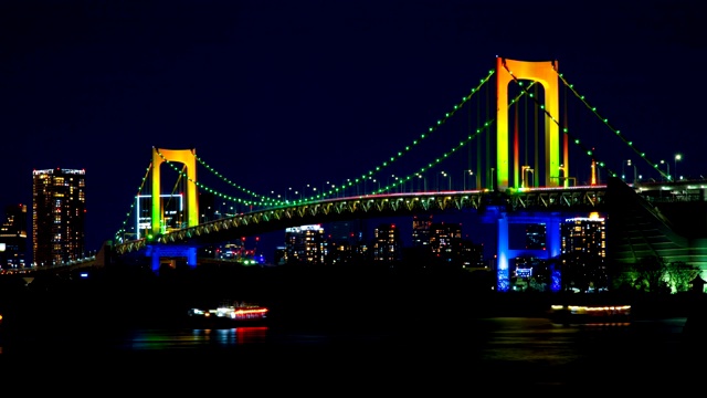 东京台场彩虹桥附近的夜景视频素材