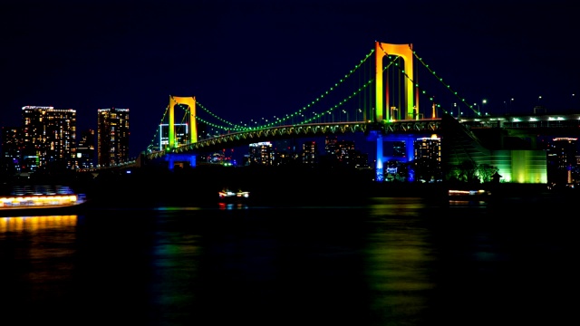 东京台场彩虹桥附近的夜景视频素材