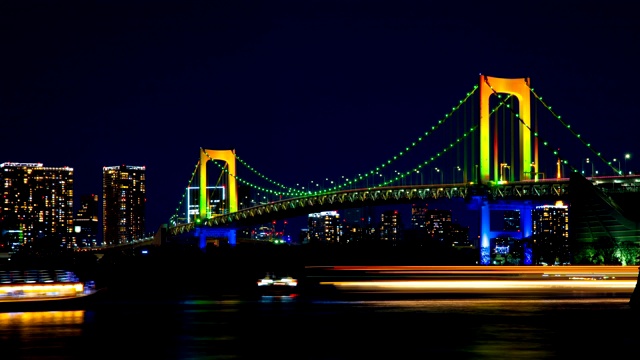 东京台场彩虹桥附近的夜景视频素材