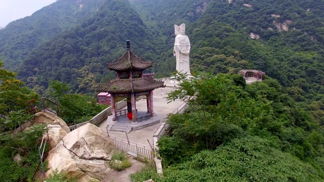 鸟瞰观音寺佛像，西安，陕西，中国。视频素材