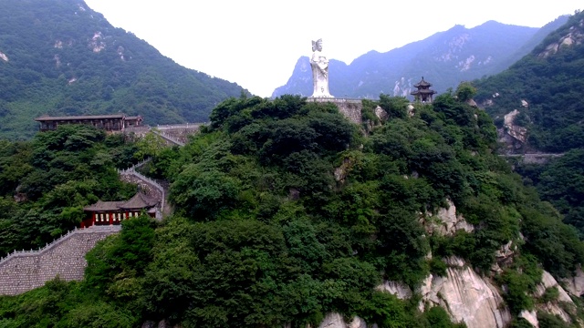 鸟瞰观音寺佛像，西安，陕西，中国。视频素材