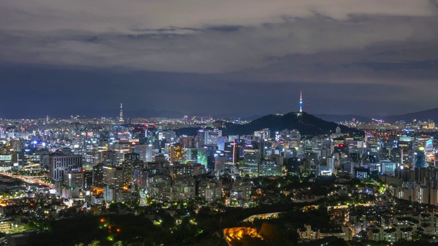 首尔的城市。汉城夜景图，韩国视频素材