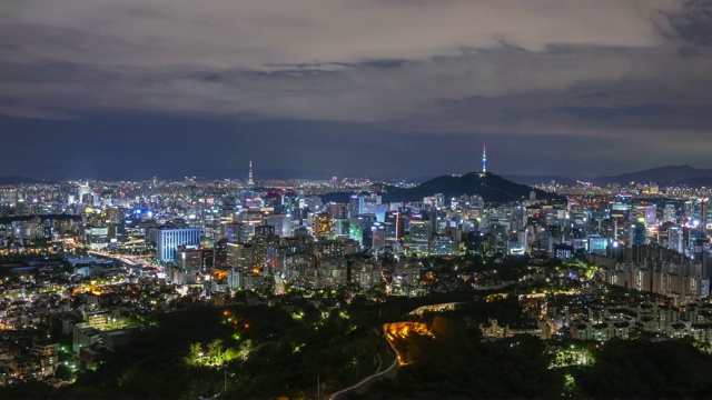 首尔的城市。汉城夜景图，韩国视频素材