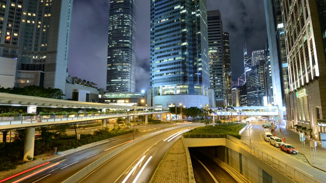 香港摩天大楼和城市道路的时间流逝视频素材