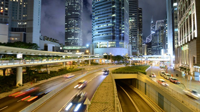 香港摩天大楼和城市道路的时间流逝视频素材