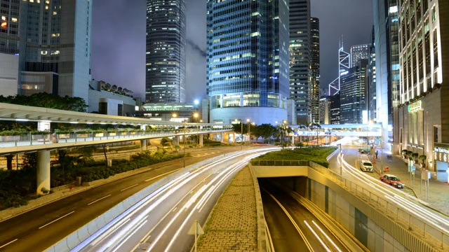 香港摩天大楼和城市道路的时间流逝视频素材