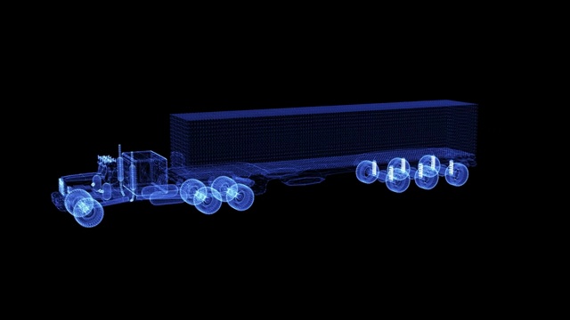 现代美国卡车的粒子全息图视频素材
