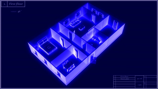 全息房子模型的3d动画视频素材