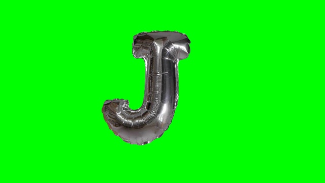 大字母J从字母氦银色气球漂浮在绿色屏幕上视频下载