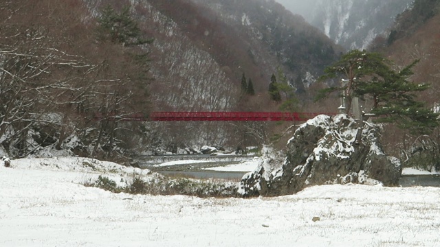 雪花在日本冬天的景观视频素材