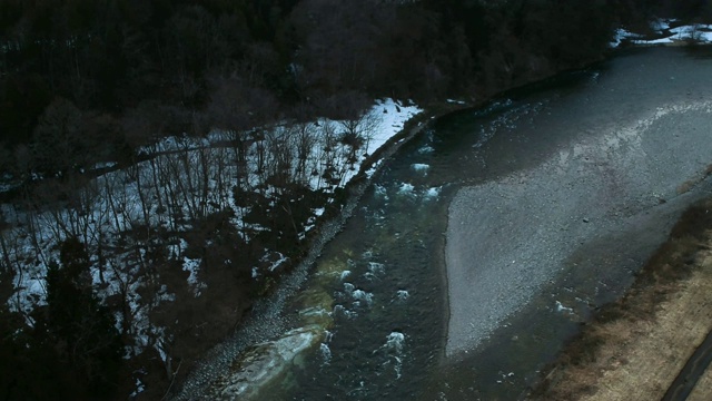 雪花在日本冬天的景观视频素材