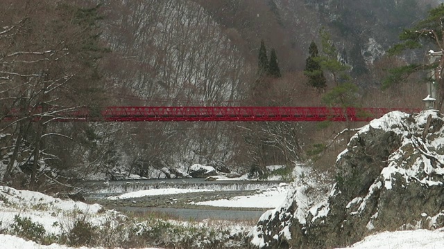 雪花在日本冬天的景观视频素材