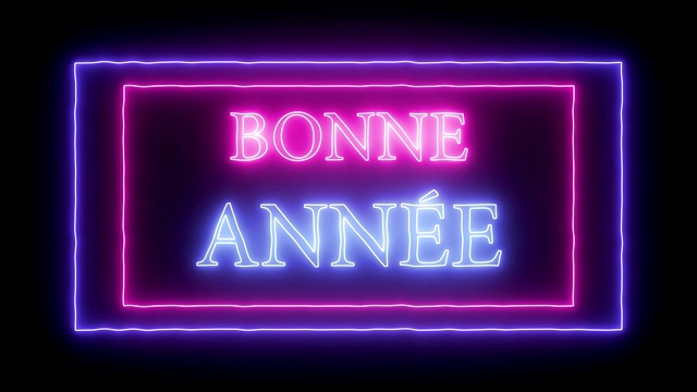 动画霓虹灯“Bonne Annee”-法语新年快乐视频素材